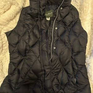 Eddie Bower vest, woman’s small, black, goose down quilted puffer.